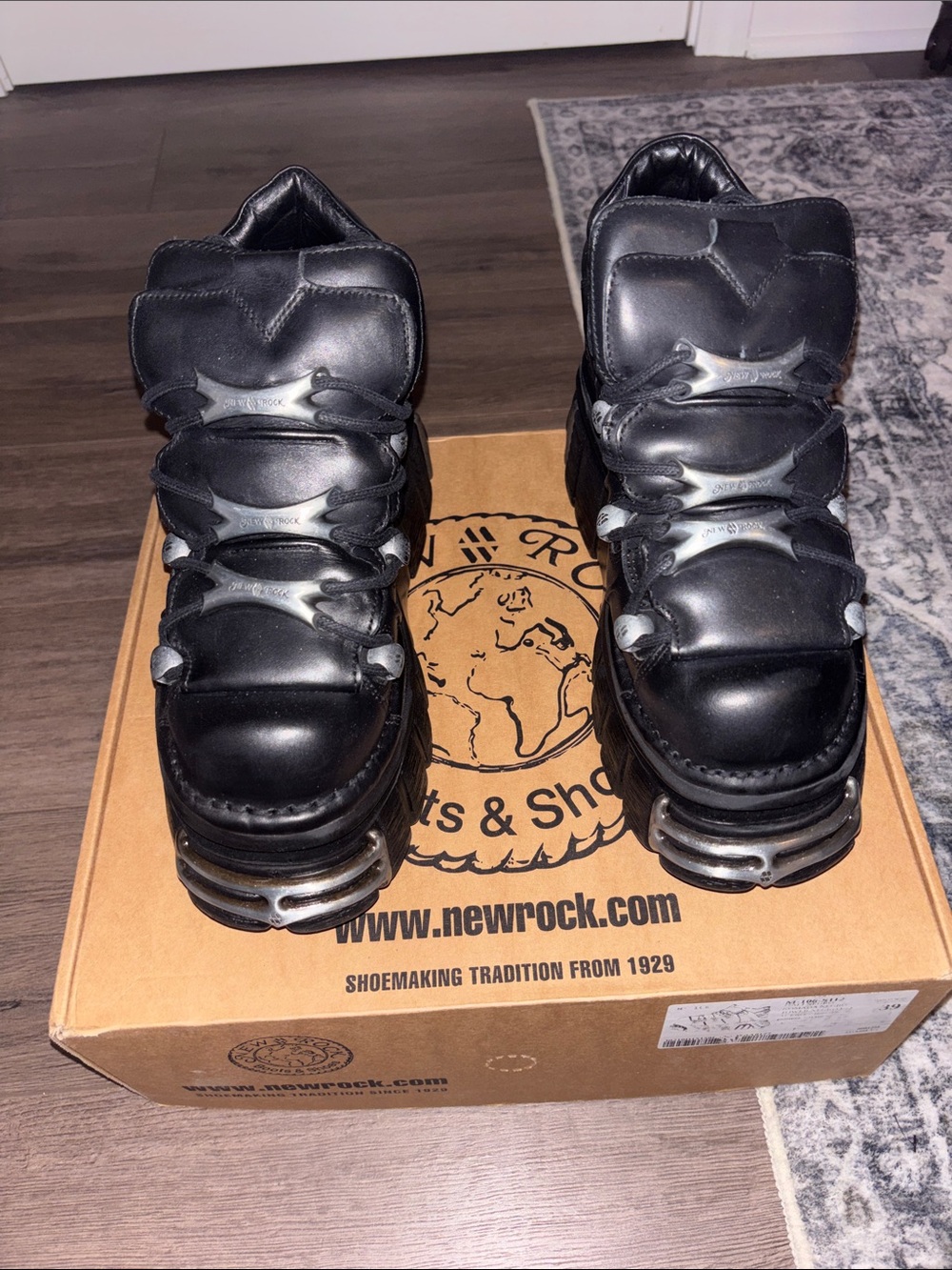New Rocks ANKLE BOOT BLACK TOWER WITH LACES M-106-S112